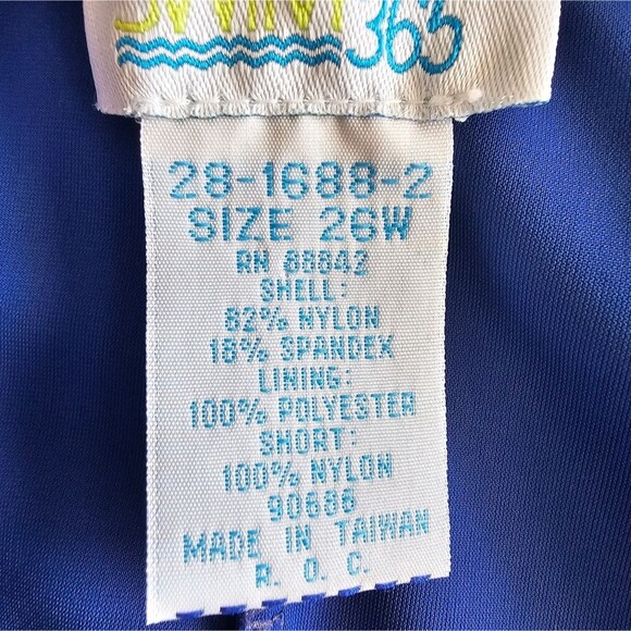 Swim365 One Piece Romper Swimsuit Front Pockets Built In Padded Bra Blue Sz 26W - Picture 13 of 14